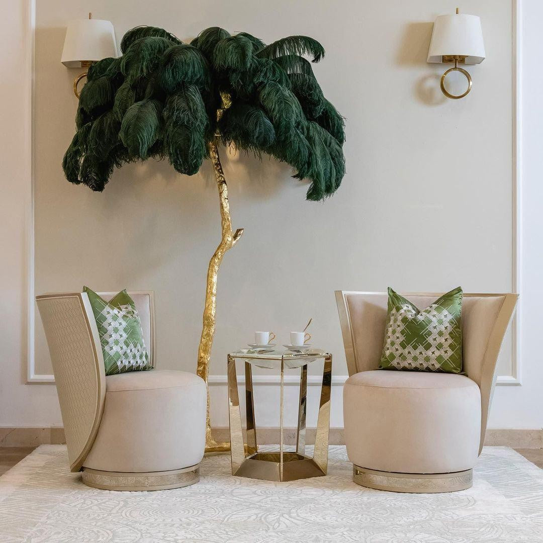 Feathered Elegance Brass Floor Lamp detail view 95
