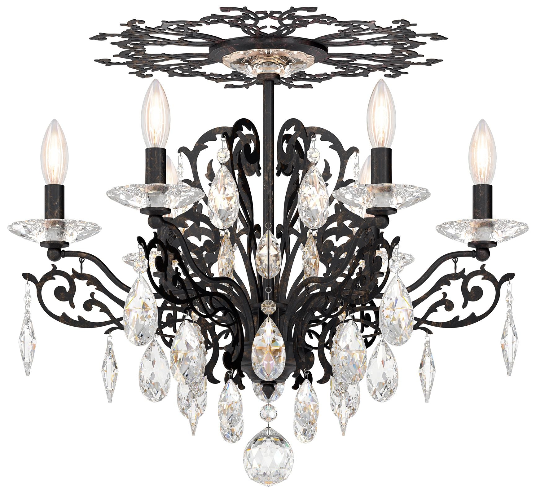Filigrae 18.5"H X 6-Light Crystal Mount Chandelier