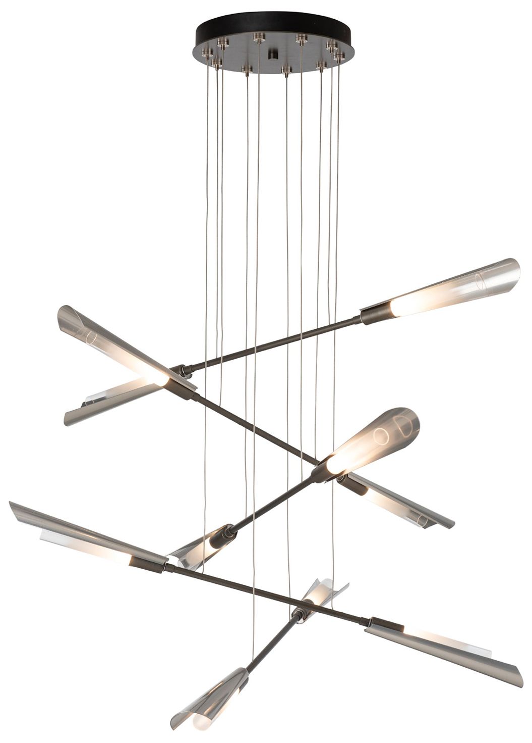 Flight 10-Light Small Dark Smoke Chandelier