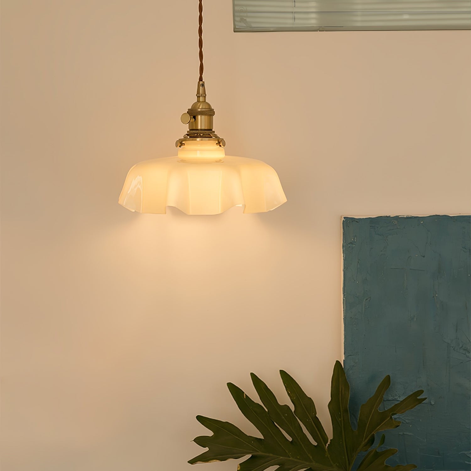 French Pleated Ceramic Pendant