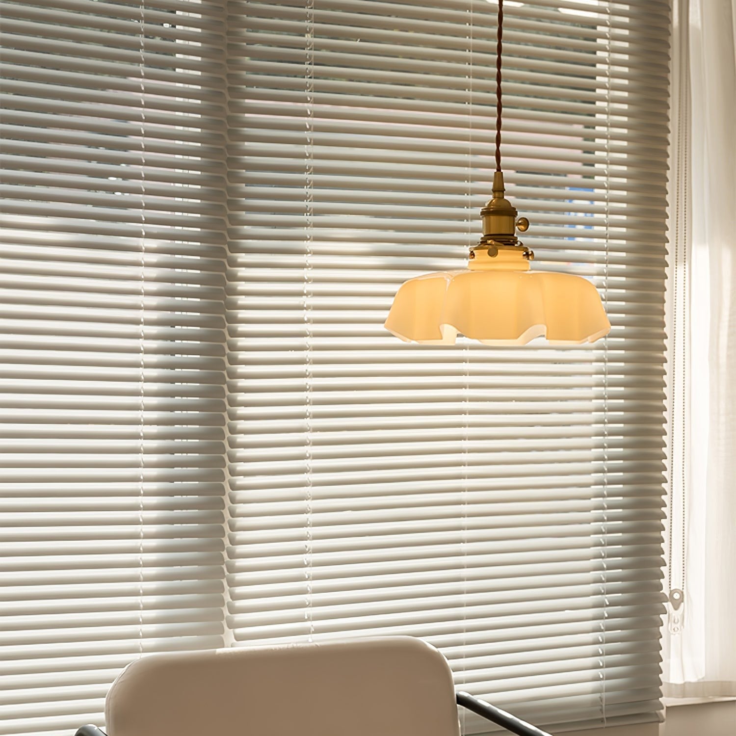 French Pleated Ceramic Pendant