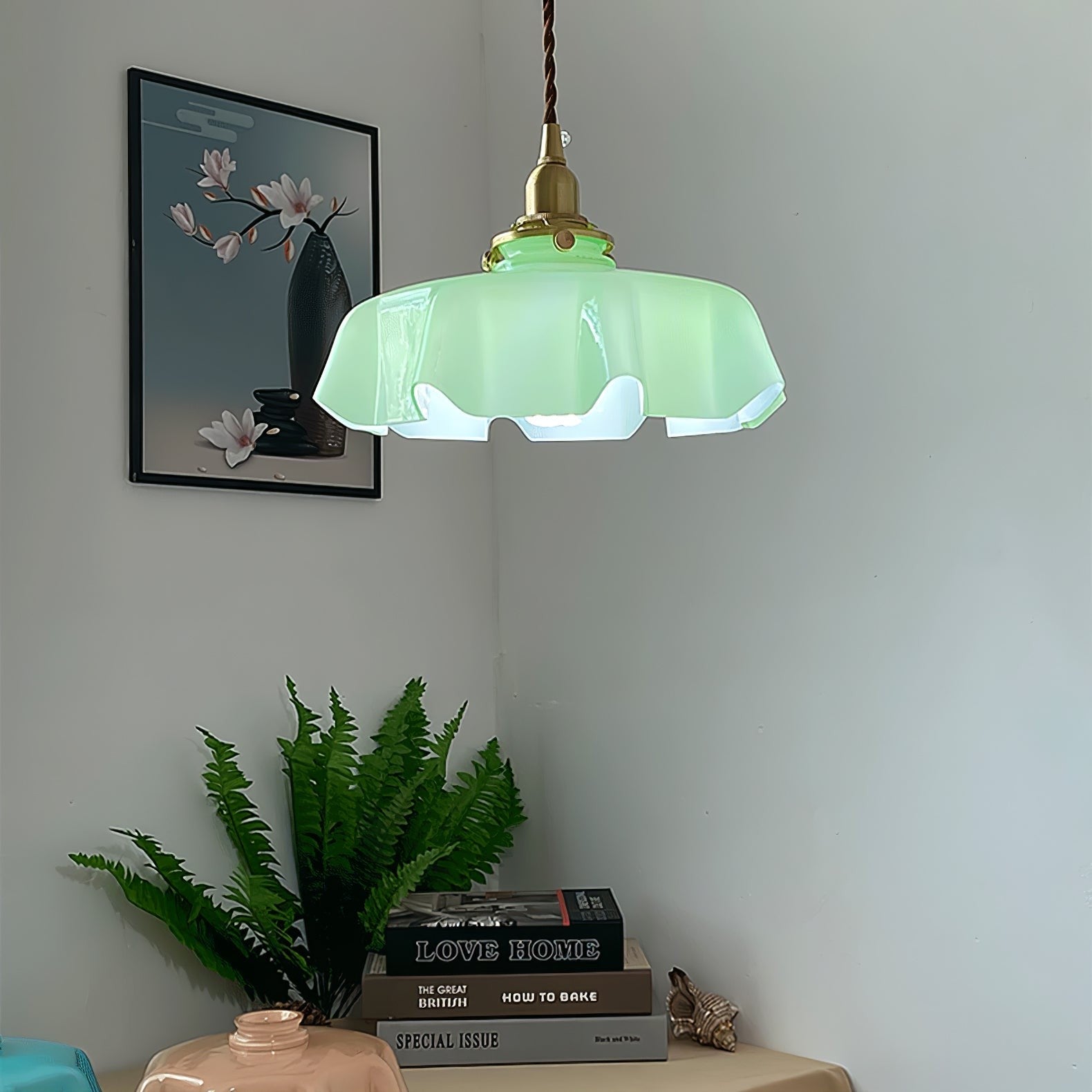 French Pleated Ceramic Pendant