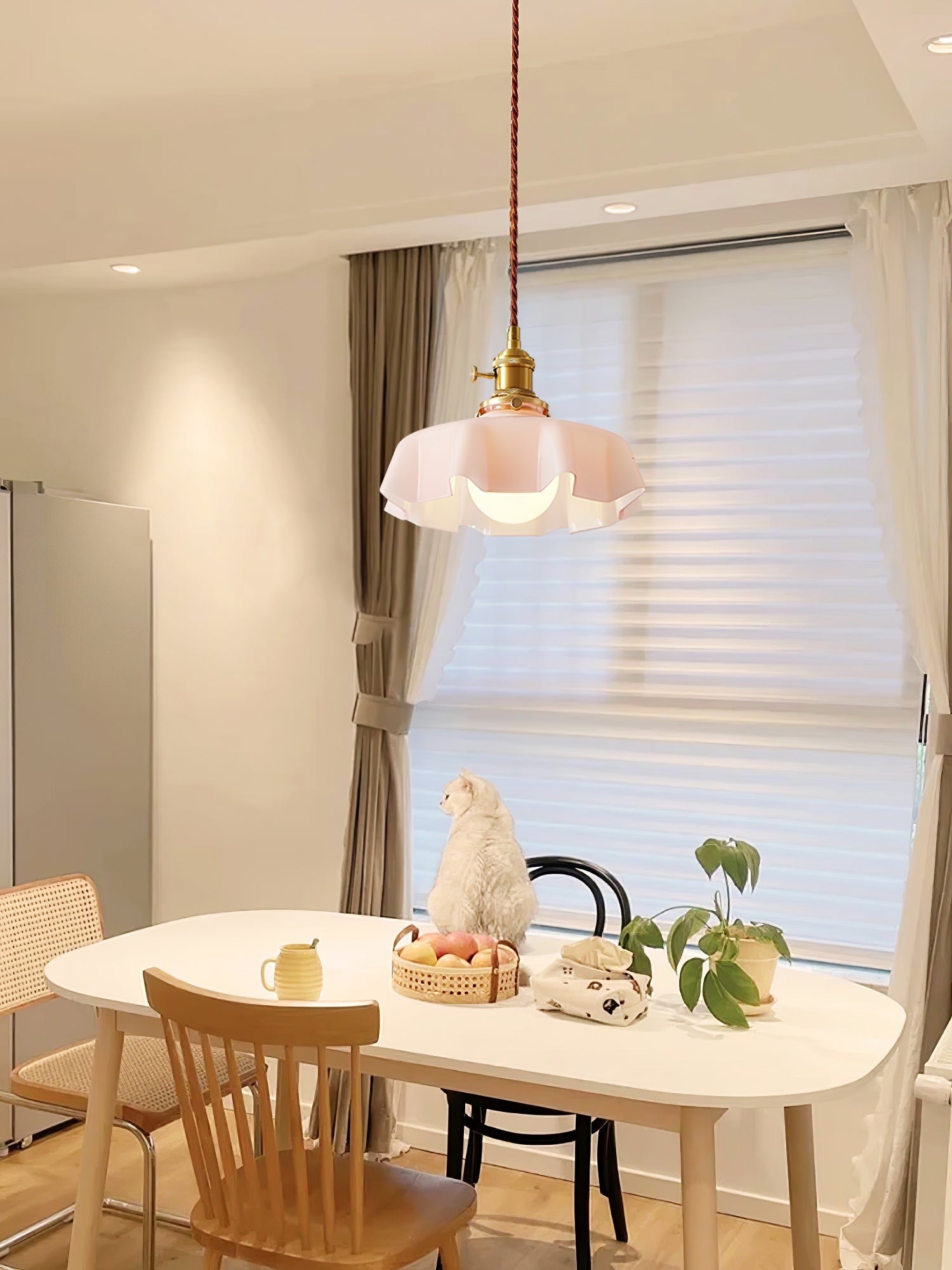French Pleated Ceramic Pendant