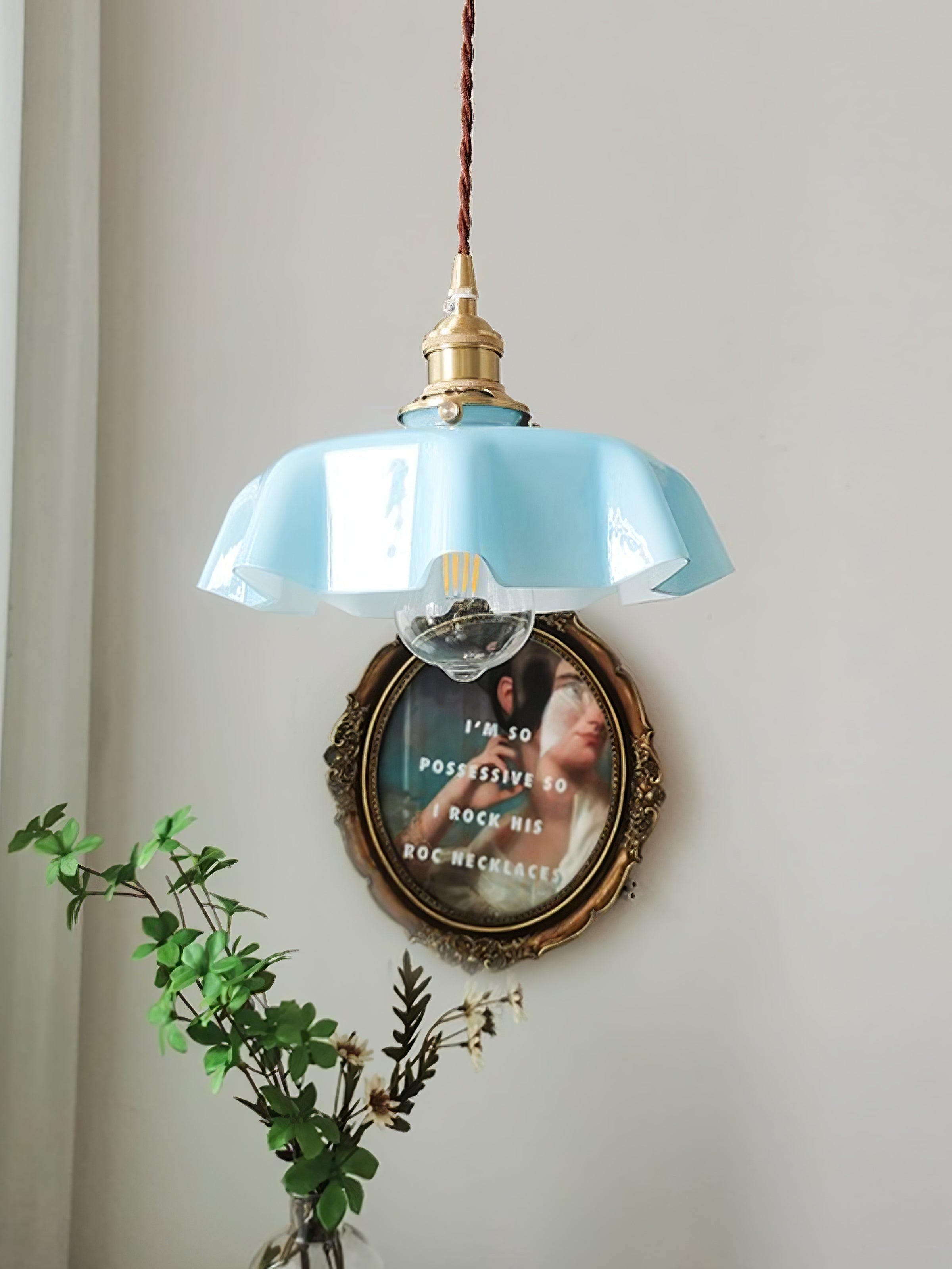 French Pleated Ceramic Pendant