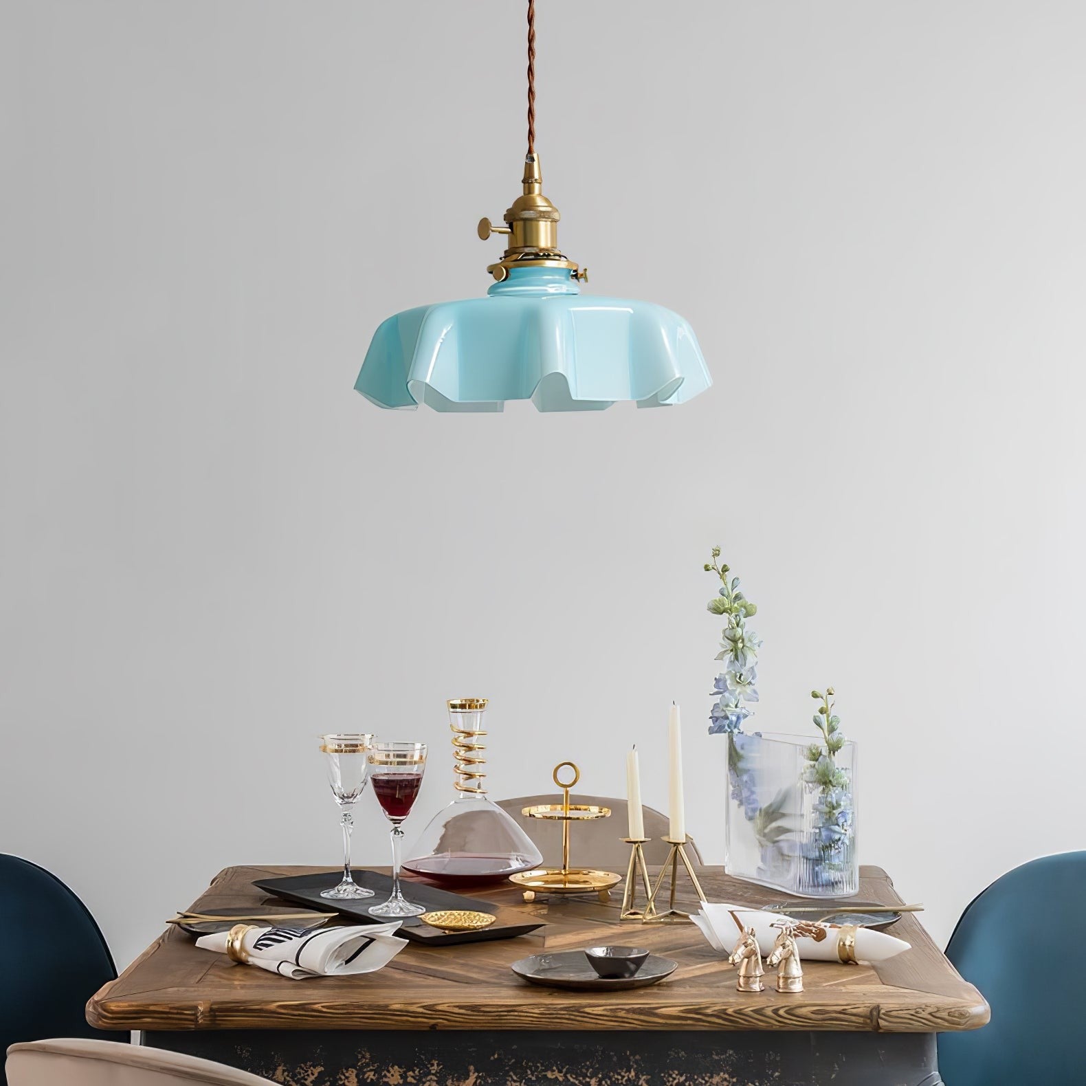 French Pleated Ceramic Pendant