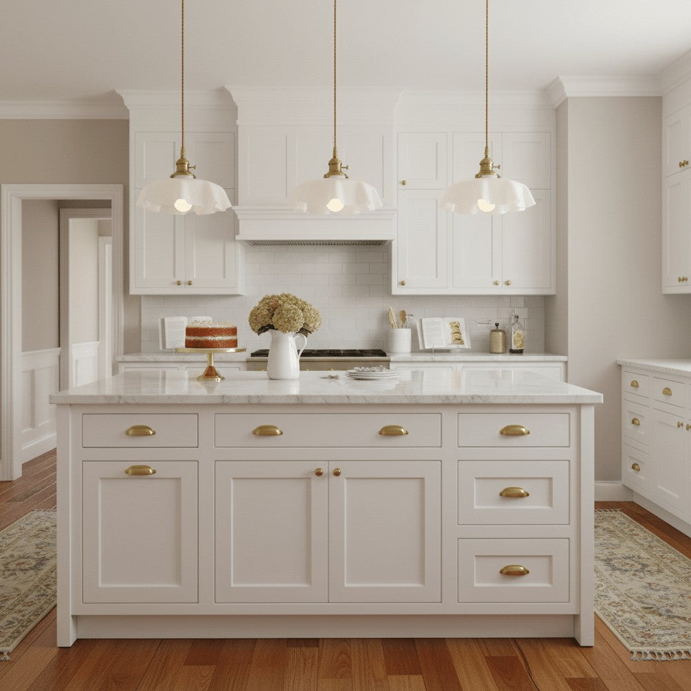French Pleated Ceramic Pendant
