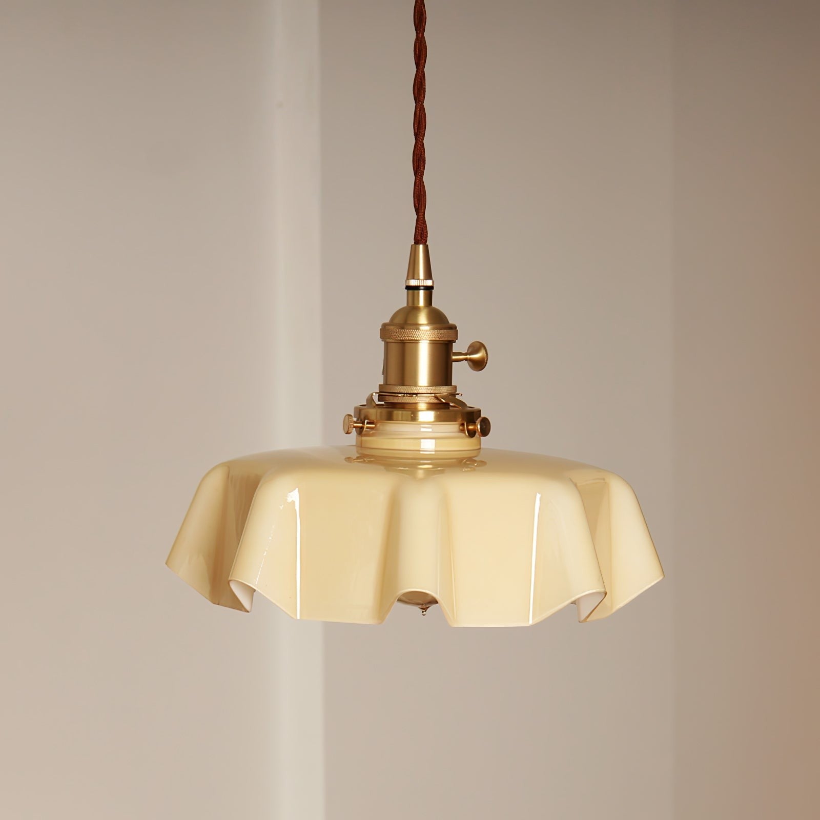 French Pleated Ceramic Pendant