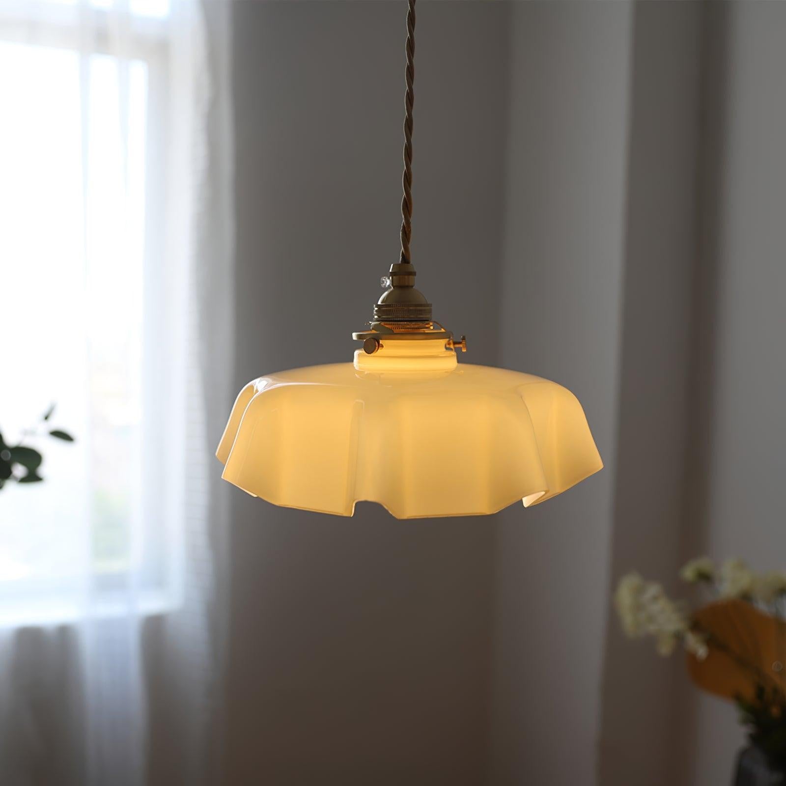 French Pleated Ceramic Pendant