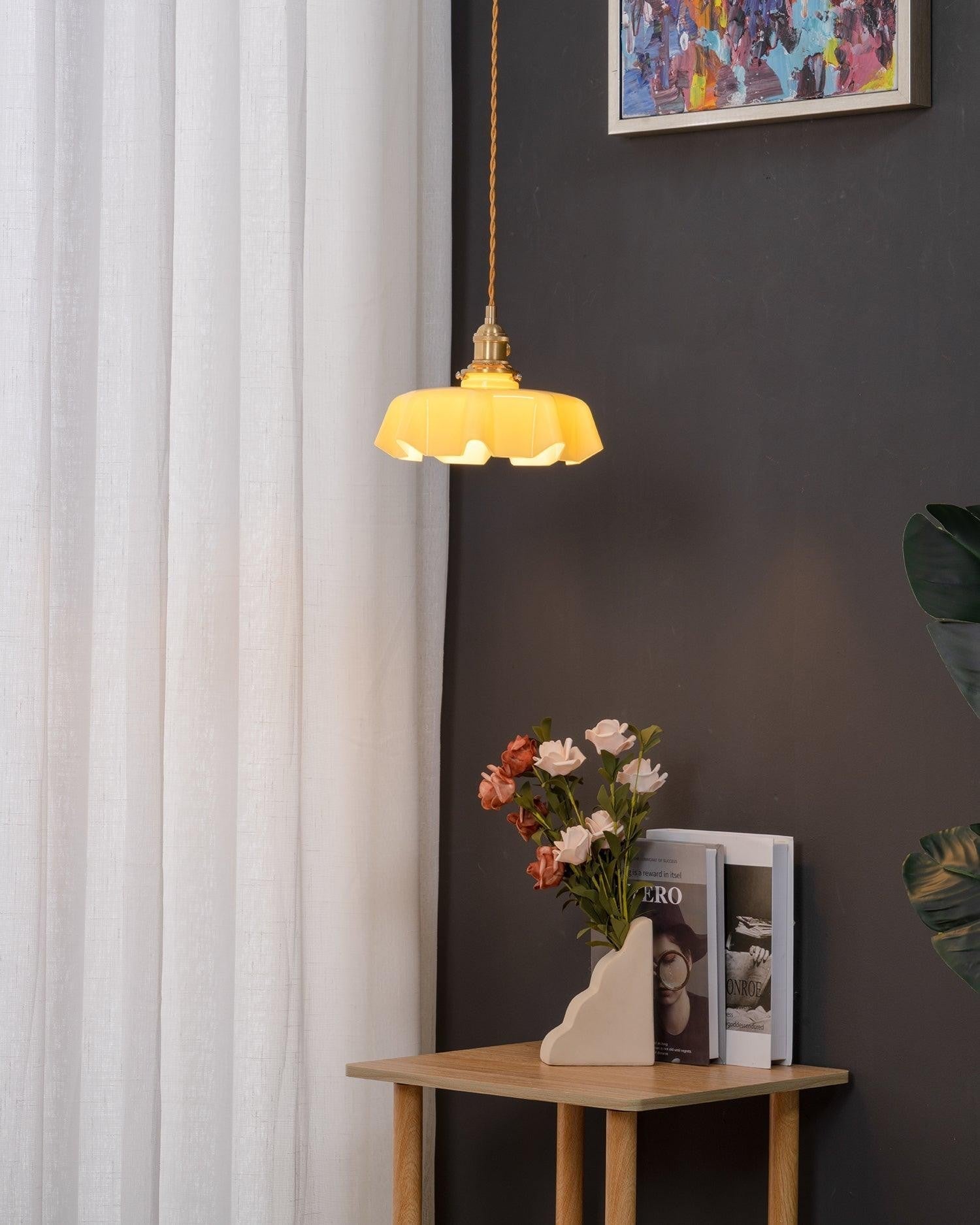 French Pleated Ceramic Pendant