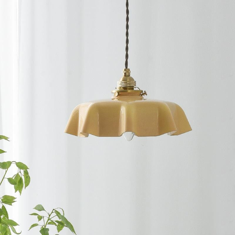 French Pleated Ceramic Pendant