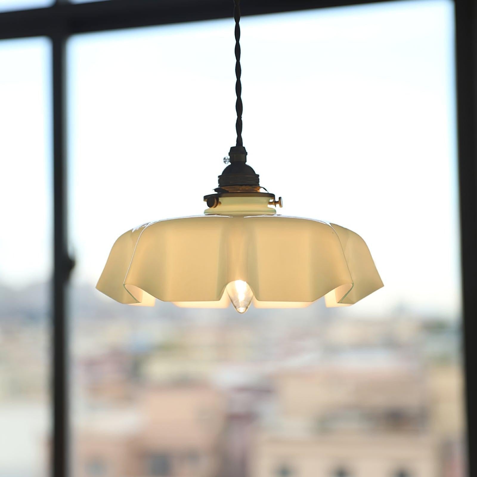 French Pleated Ceramic Pendant