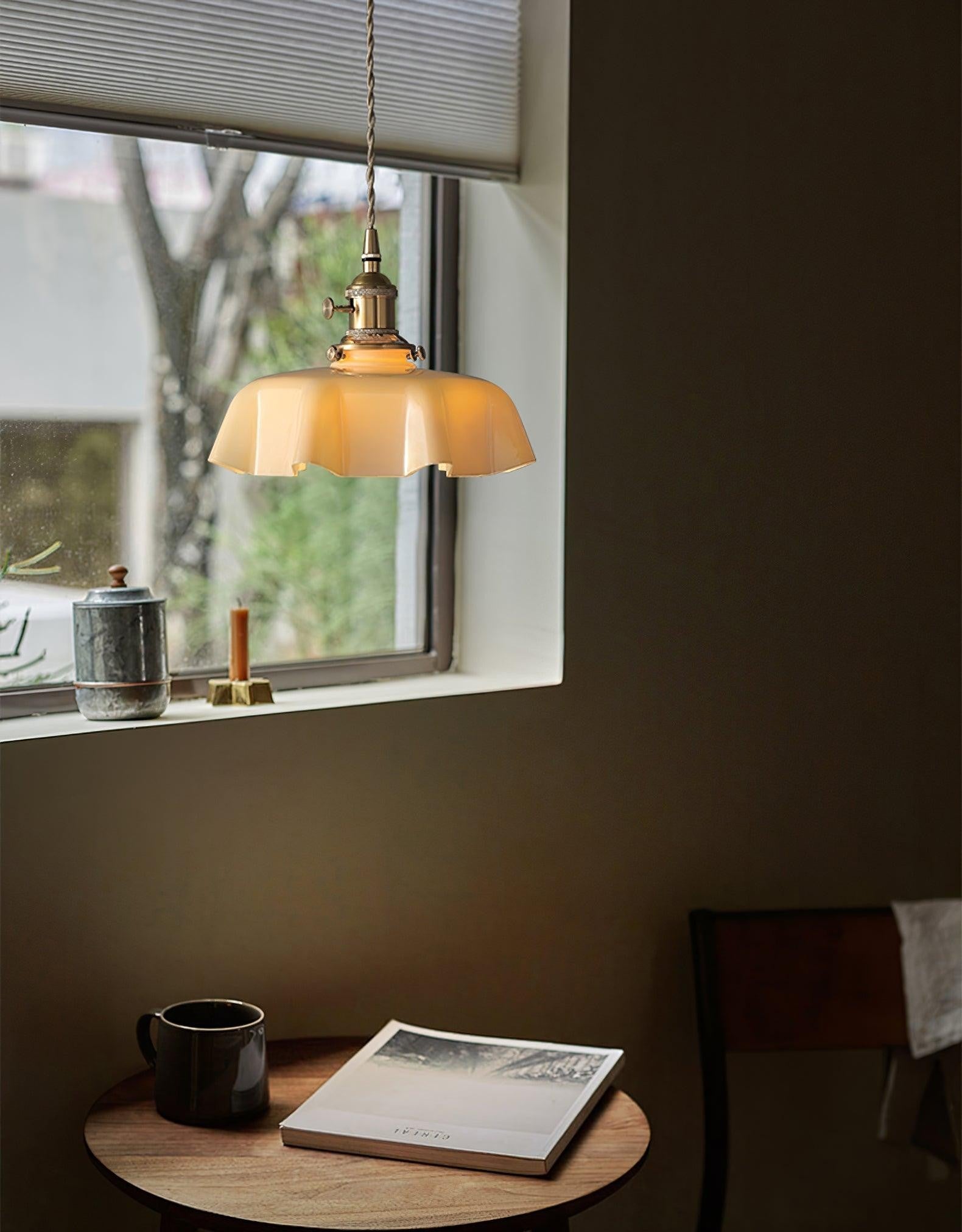 French Pleated Ceramic Pendant