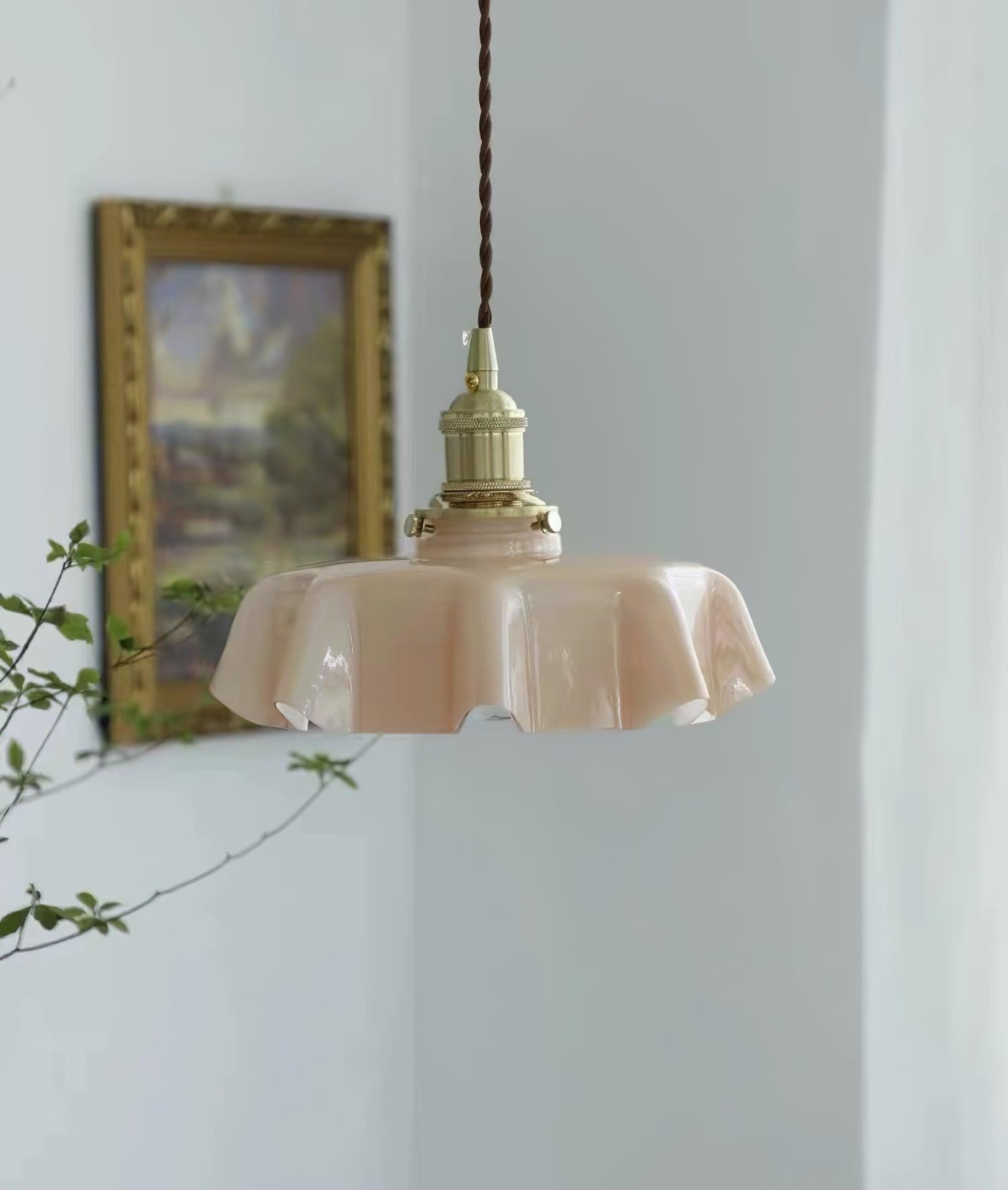 French Pleated Ceramic Pendant