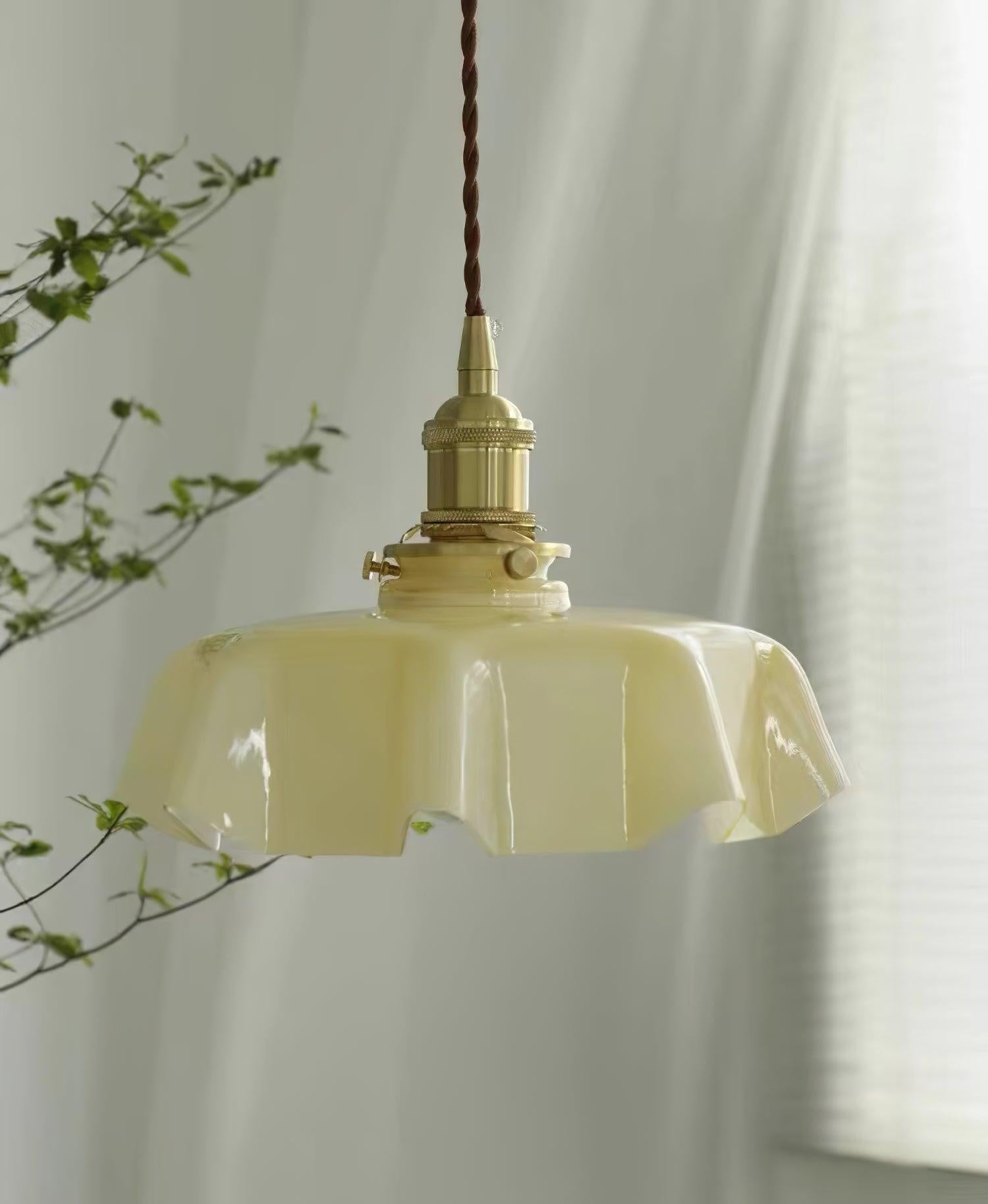 French Pleated Ceramic Pendant