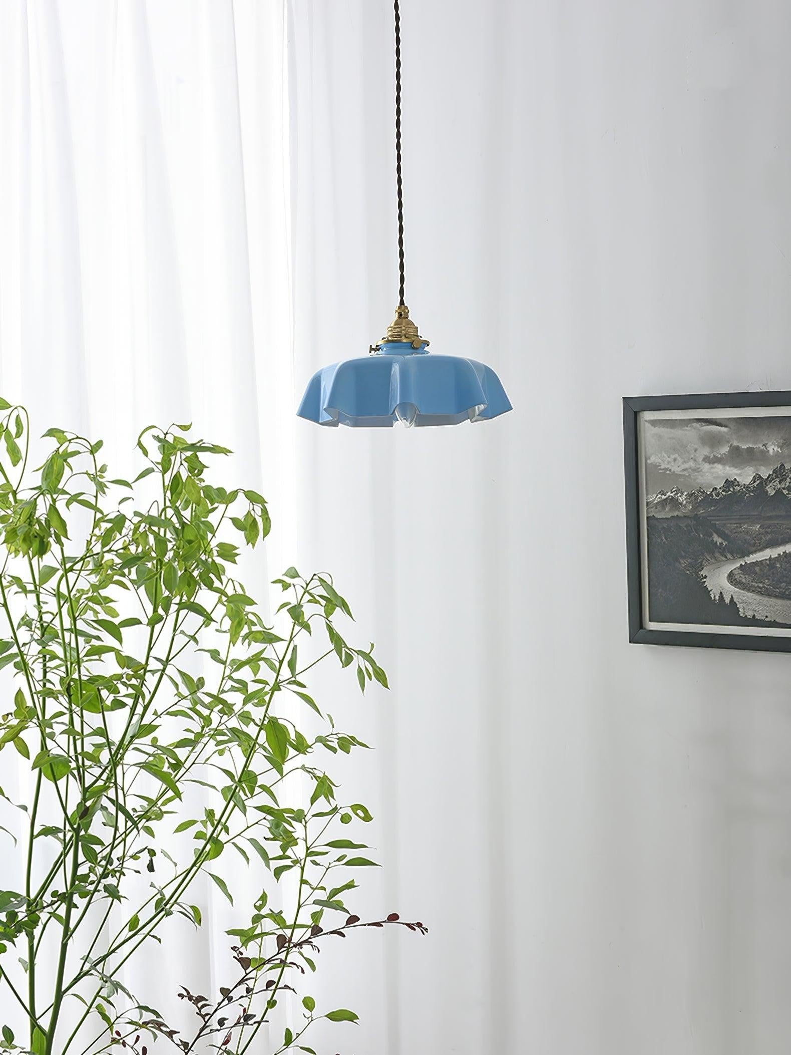 French Pleated Ceramic Pendant