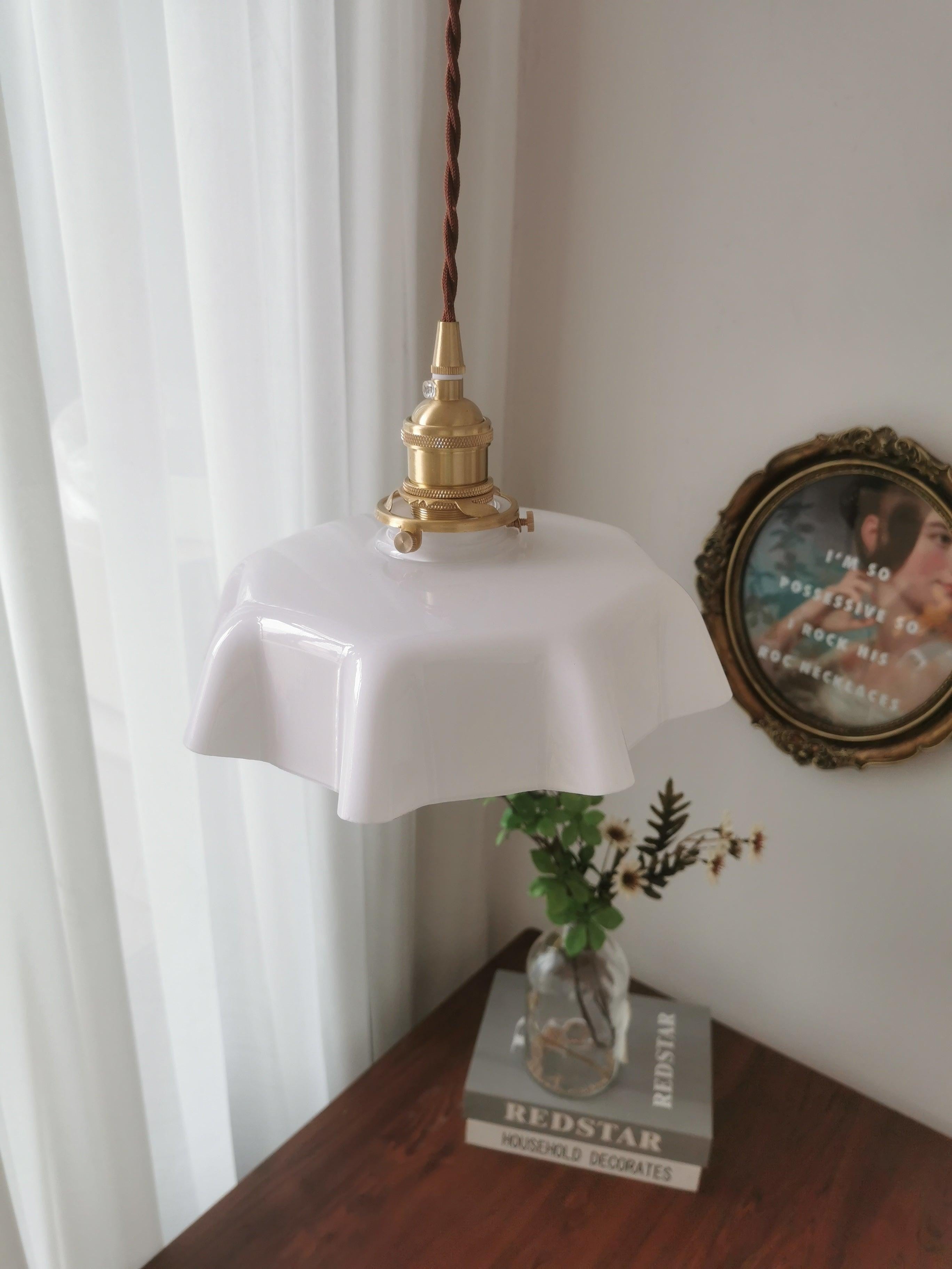 French Pleated Ceramic Pendant