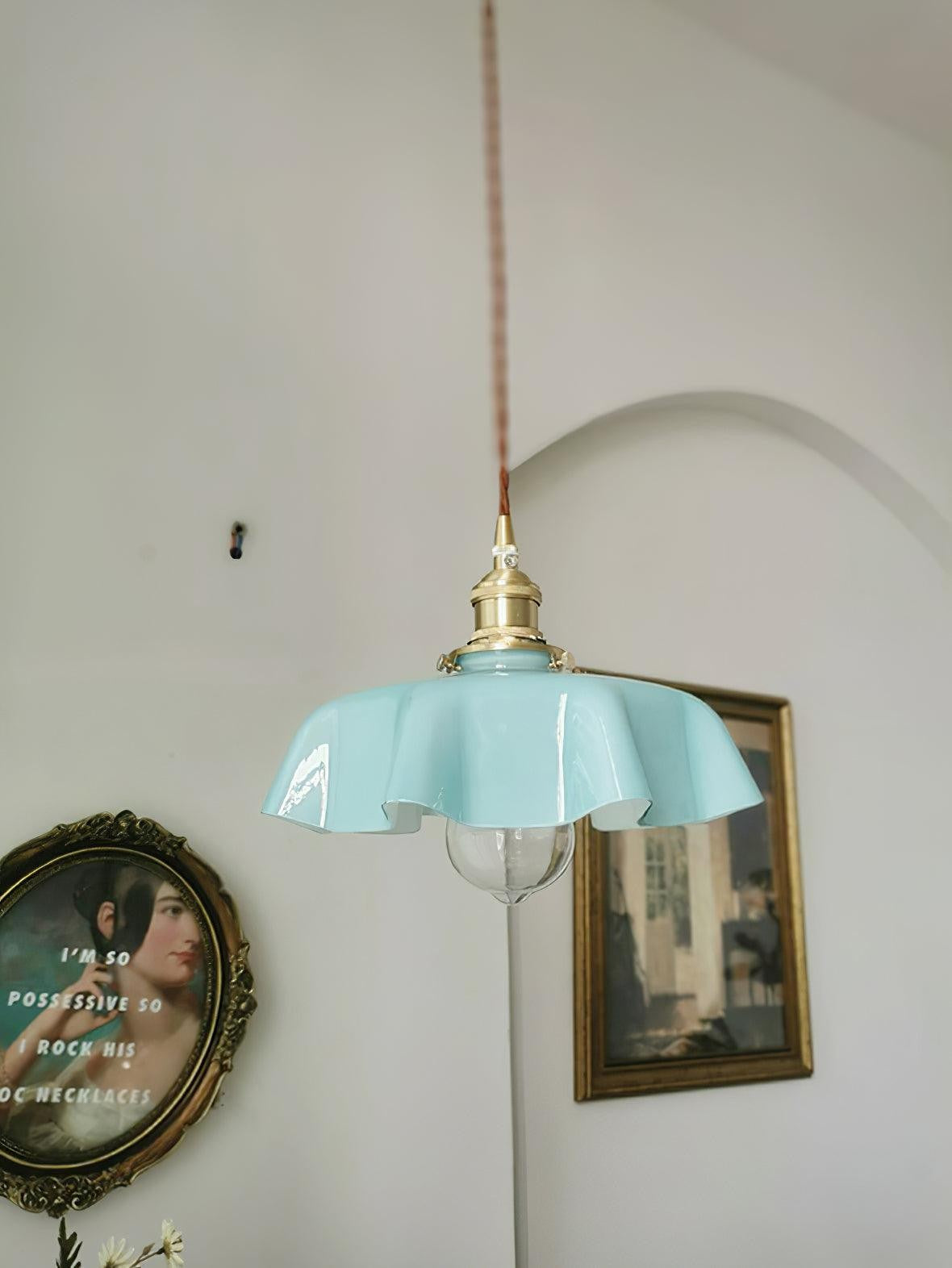 French Pleated Ceramic Pendant
