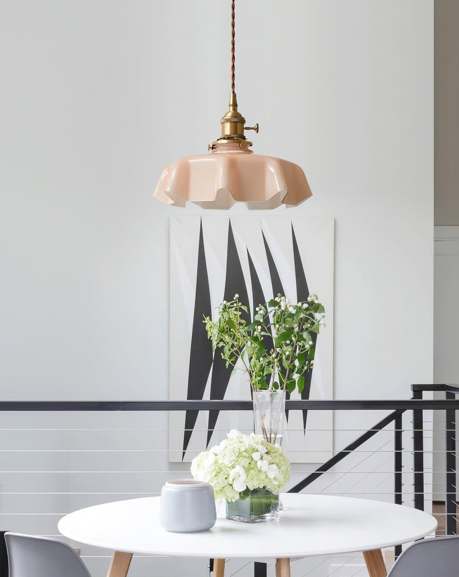 French Pleated Ceramic Pendant