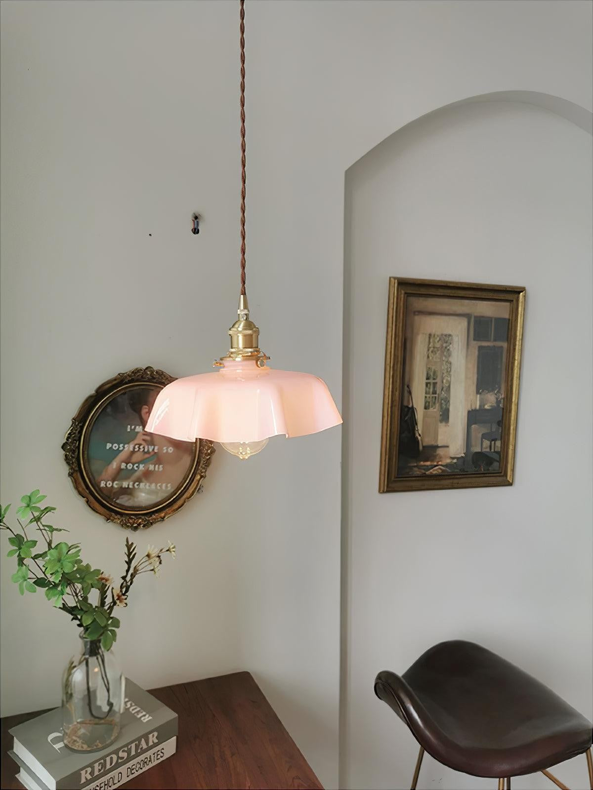 French Pleated Ceramic Pendant