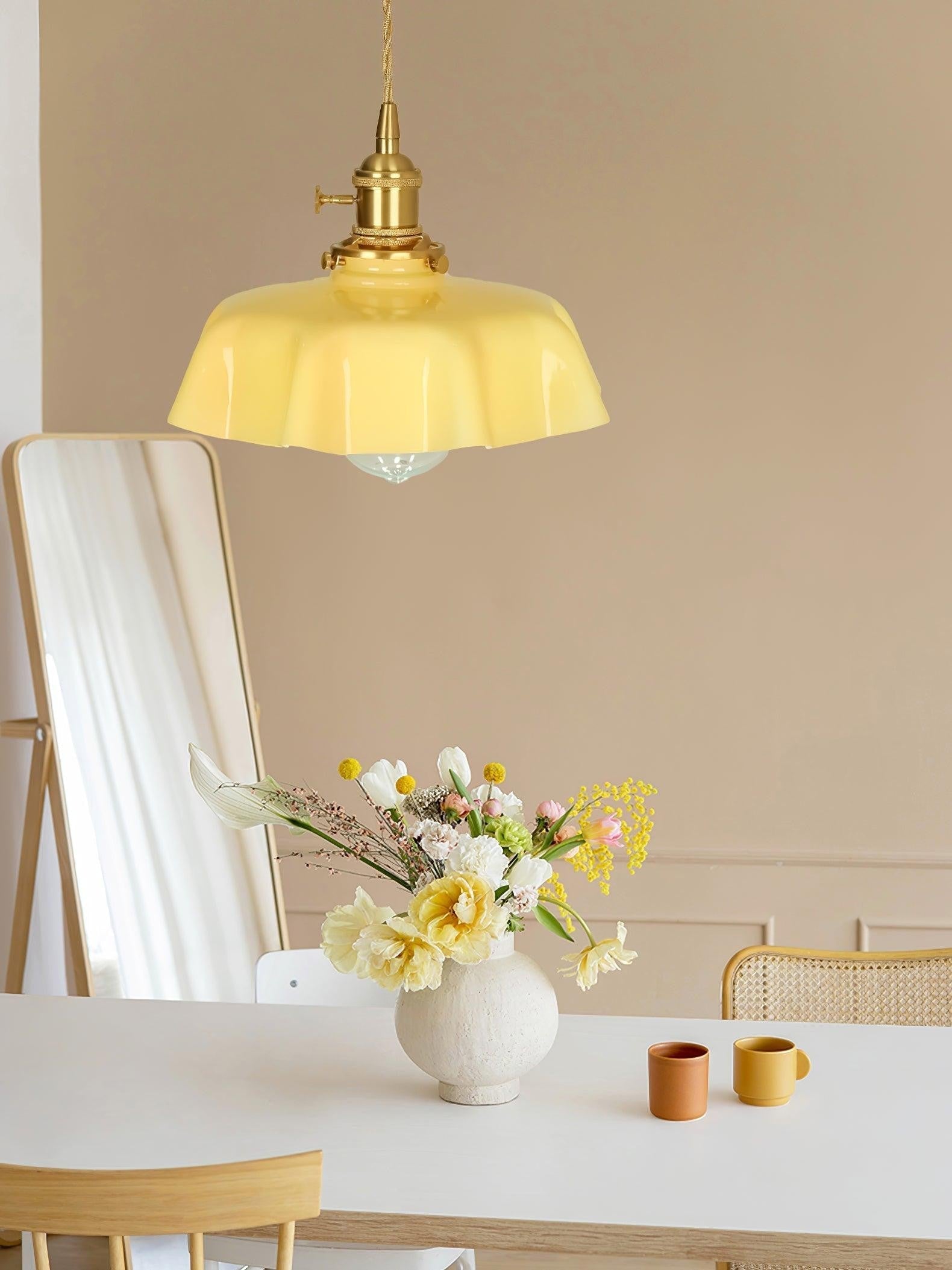 French Pleated Ceramic Pendant