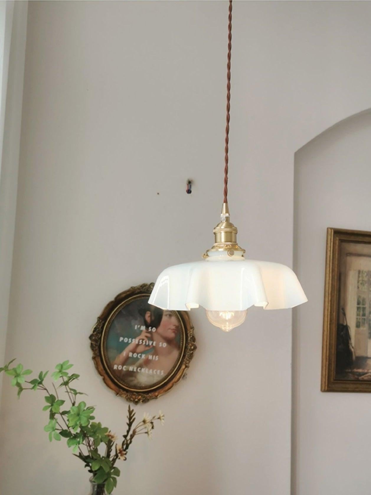 French Pleated Ceramic Pendant