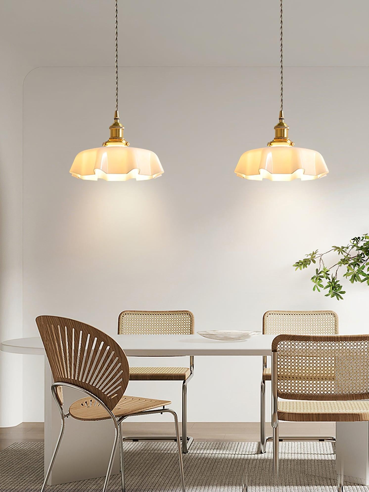 French Pleated Ceramic Pendant