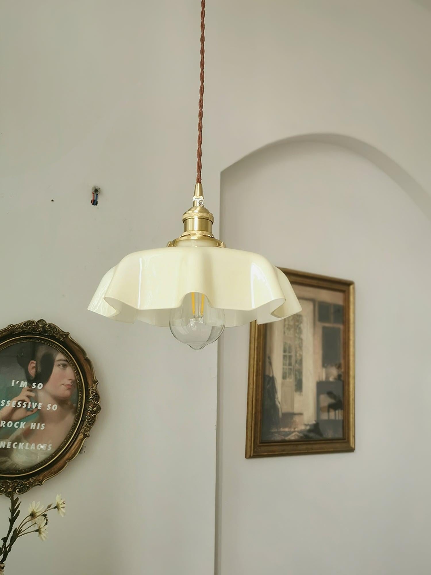 French Pleated Ceramic Pendant