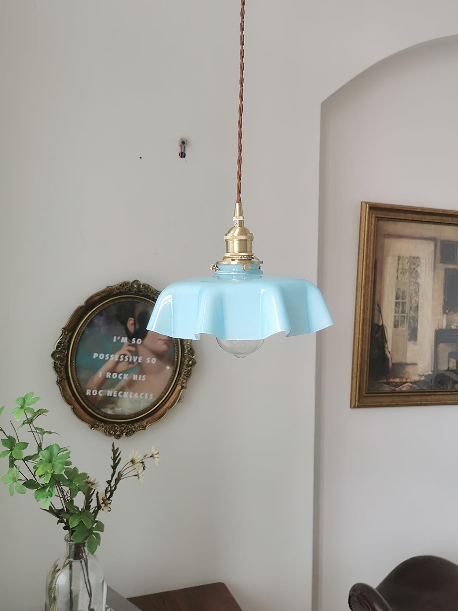 French Pleated Ceramic Pendant