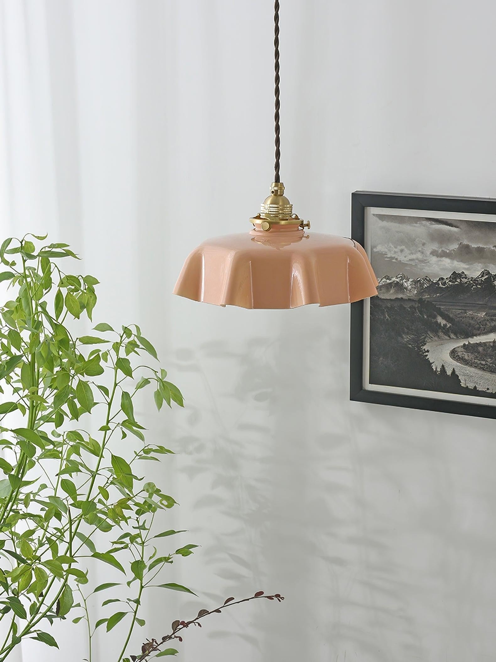 French Pleated Ceramic Pendant