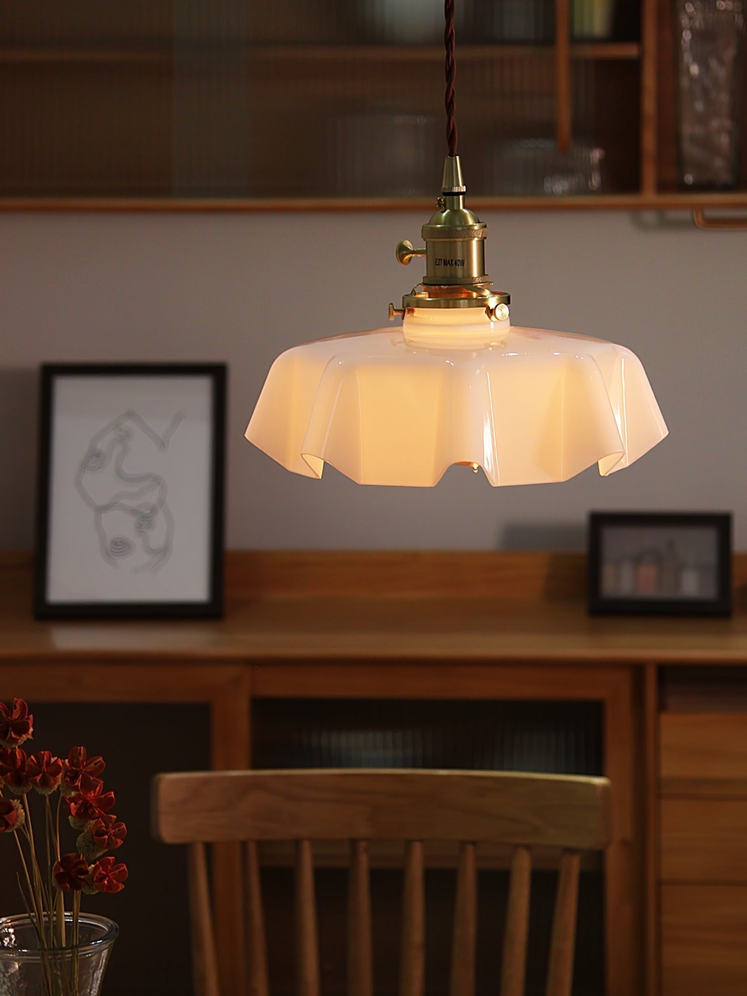 French Pleated Ceramic Pendant