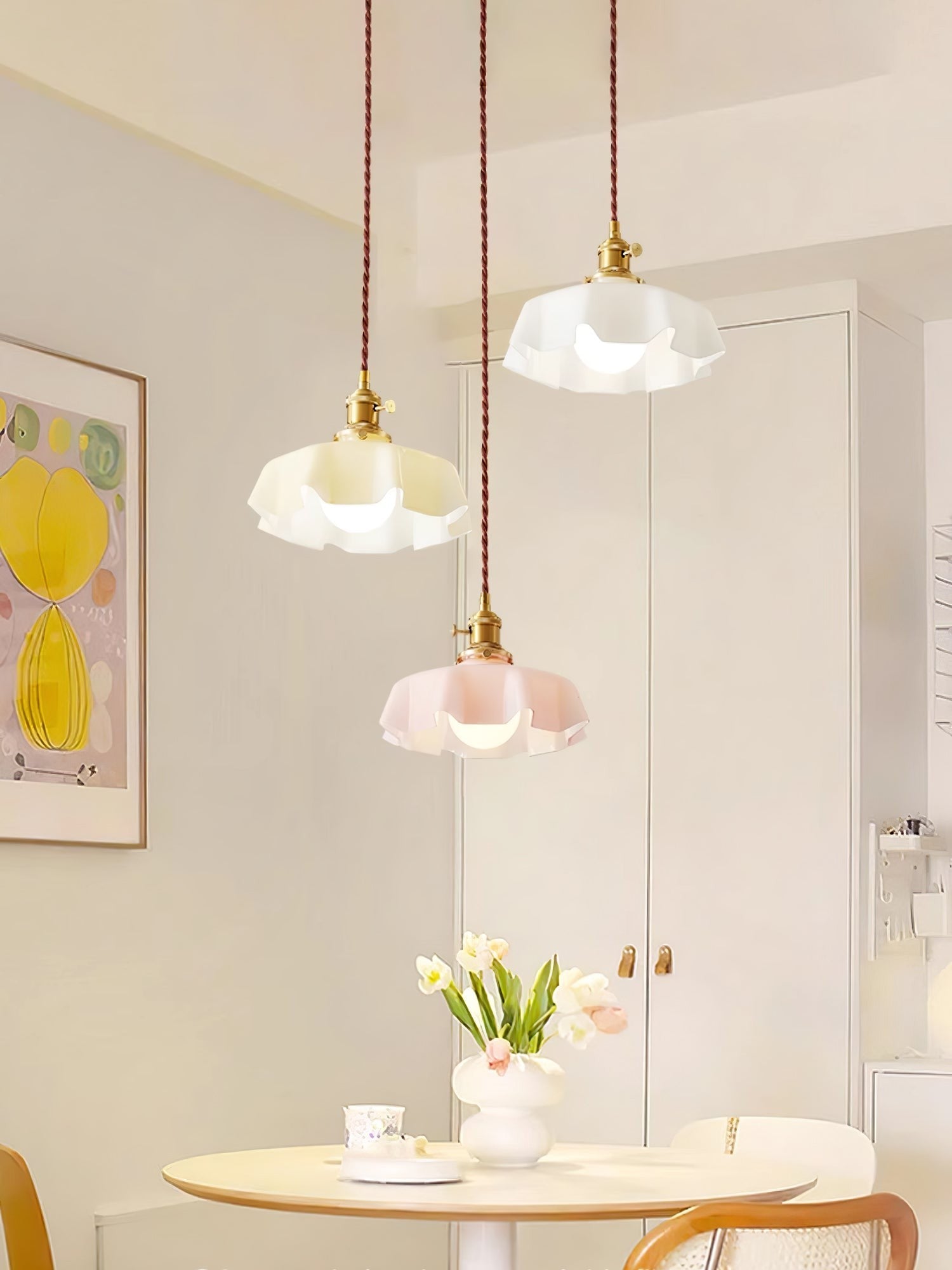 French Pleated Ceramic Pendant