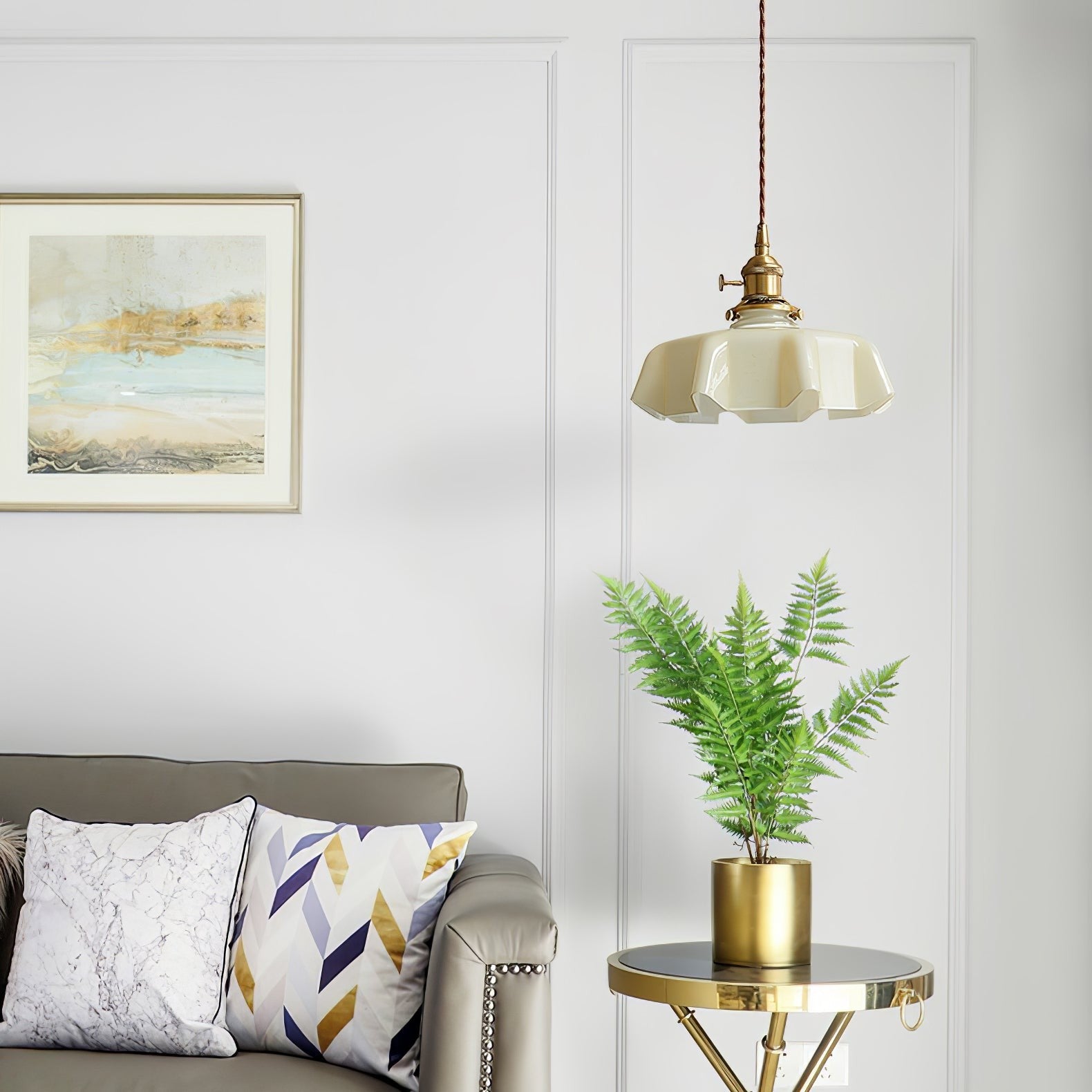 French Pleated Ceramic Pendant