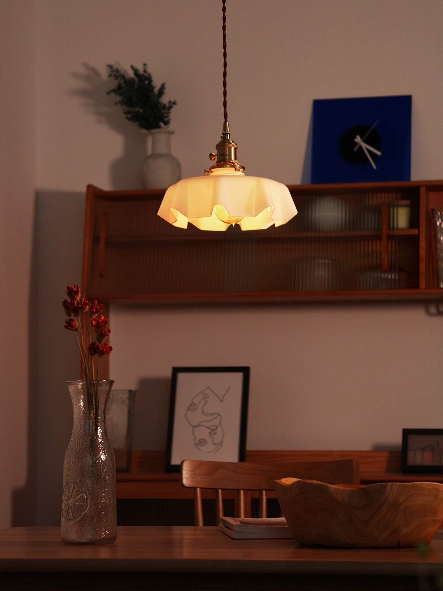 French Pleated Ceramic Pendant