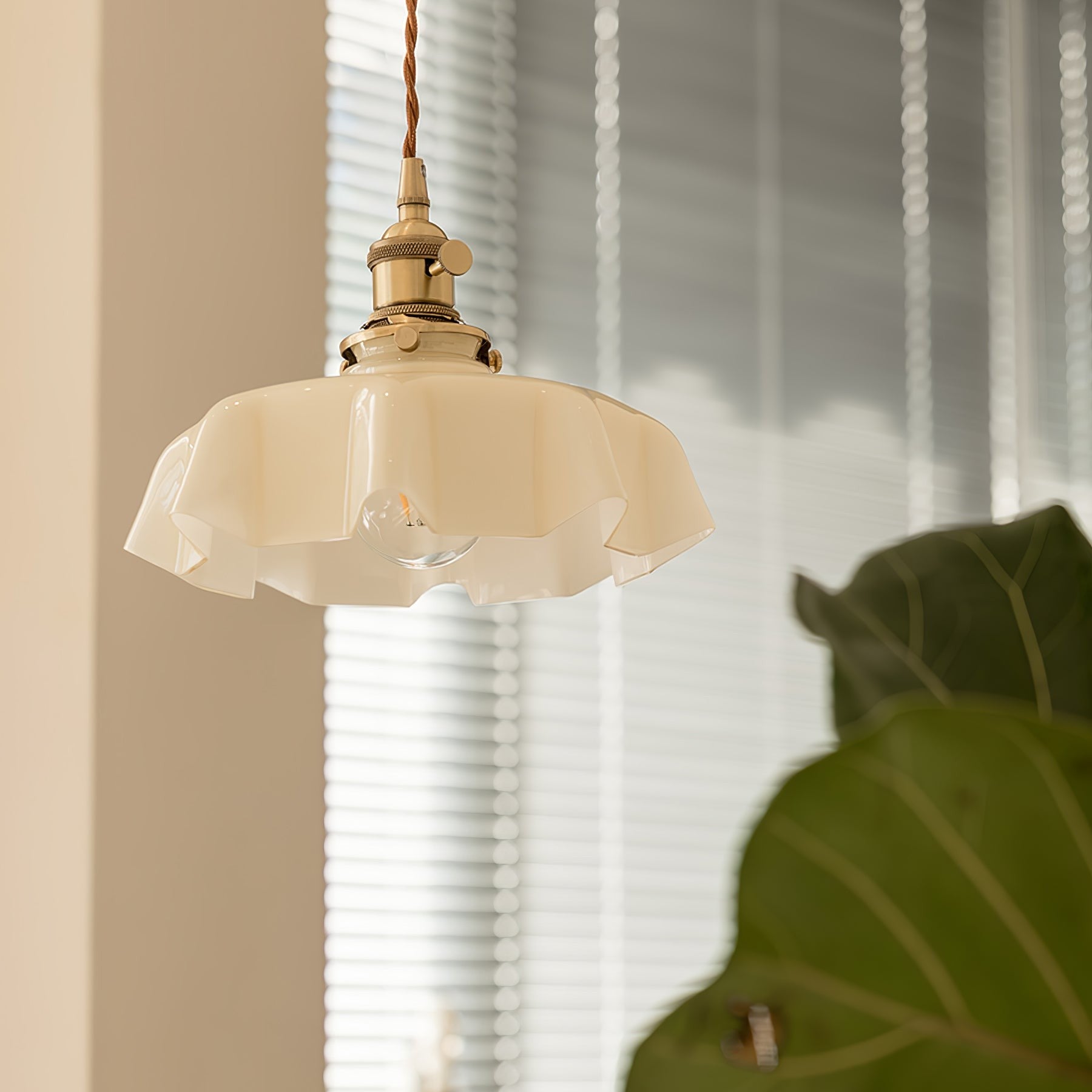 French Pleated Ceramic Pendant