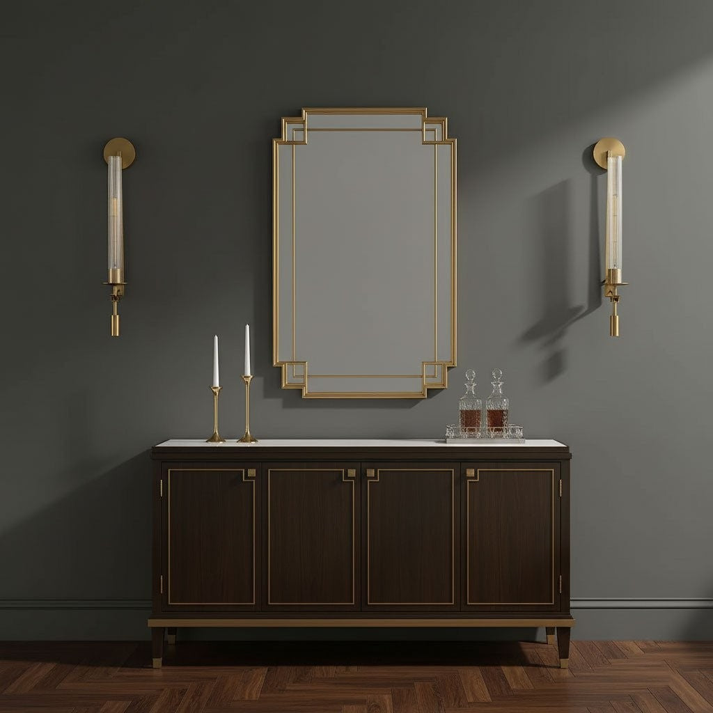 French Ribbed Glass Wall Light