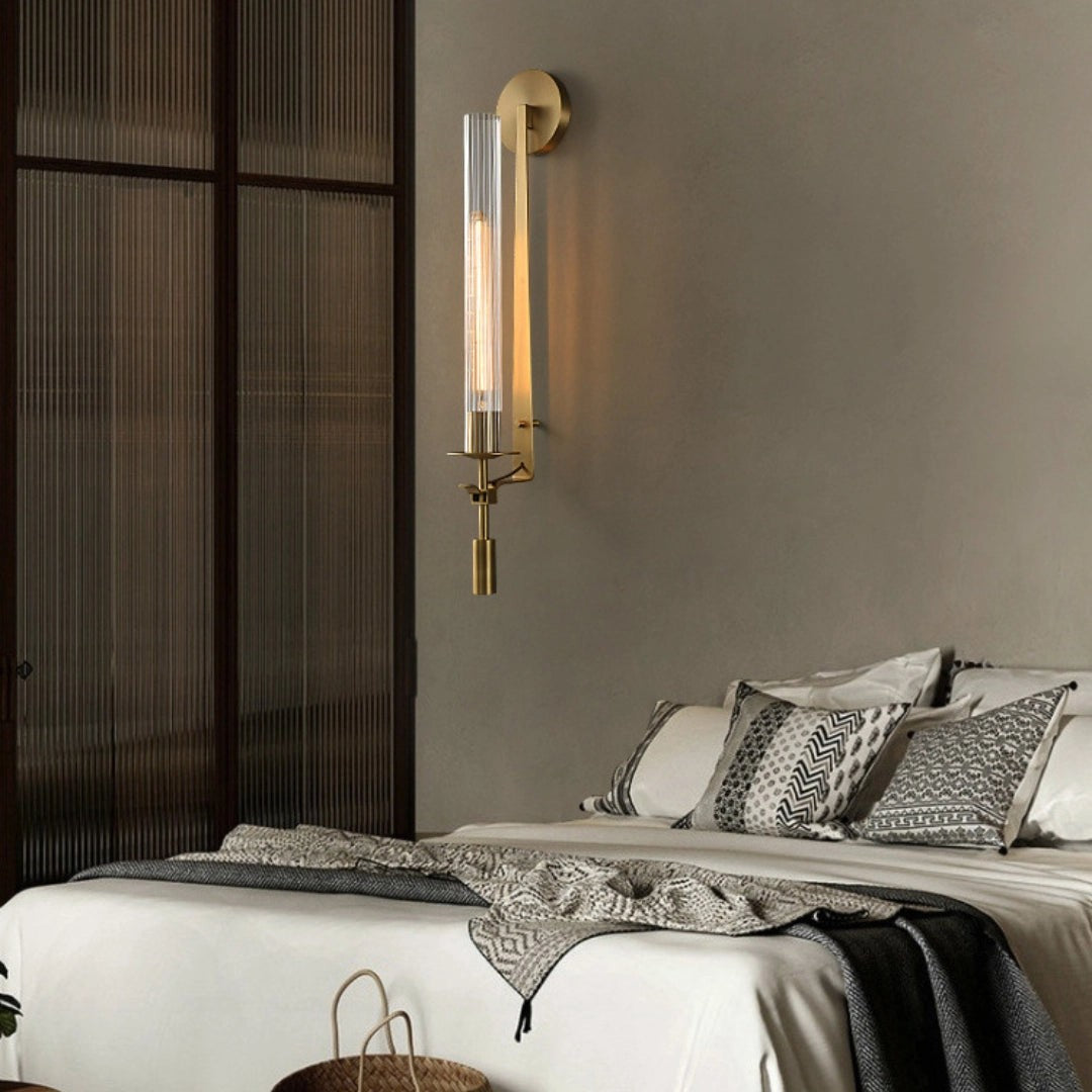 French Ribbed Glass Wall Light
