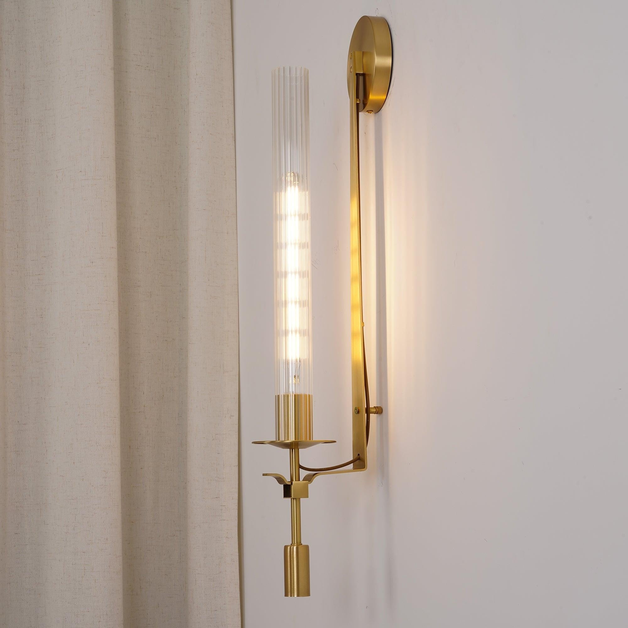 French Ribbed Glass Wall Light