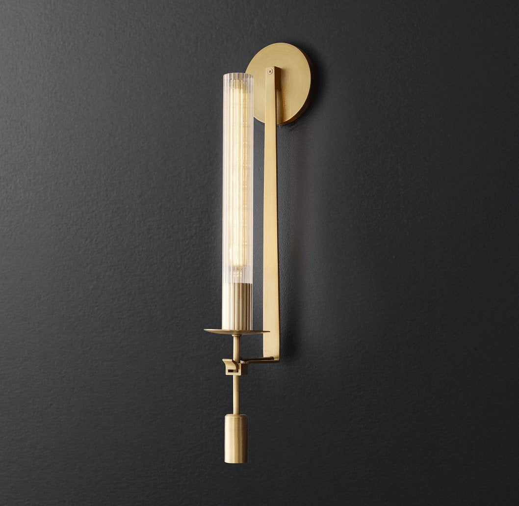 French Ribbed Glass Wall Light