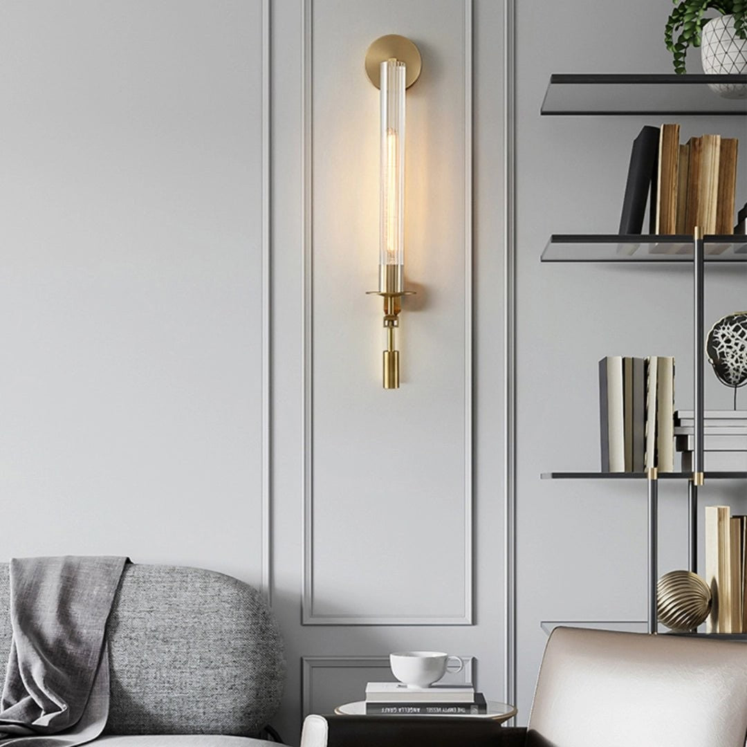 French Ribbed Glass Wall Light