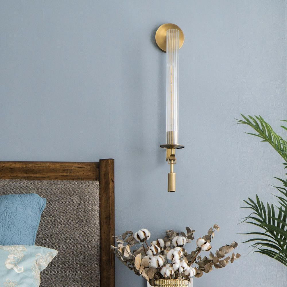 French Ribbed Glass Wall Light
