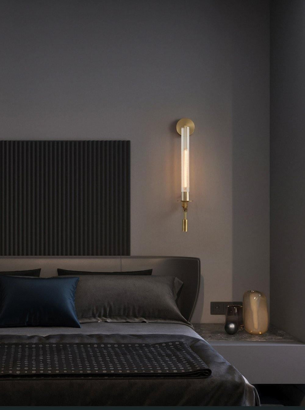 French Ribbed Glass Wall Light