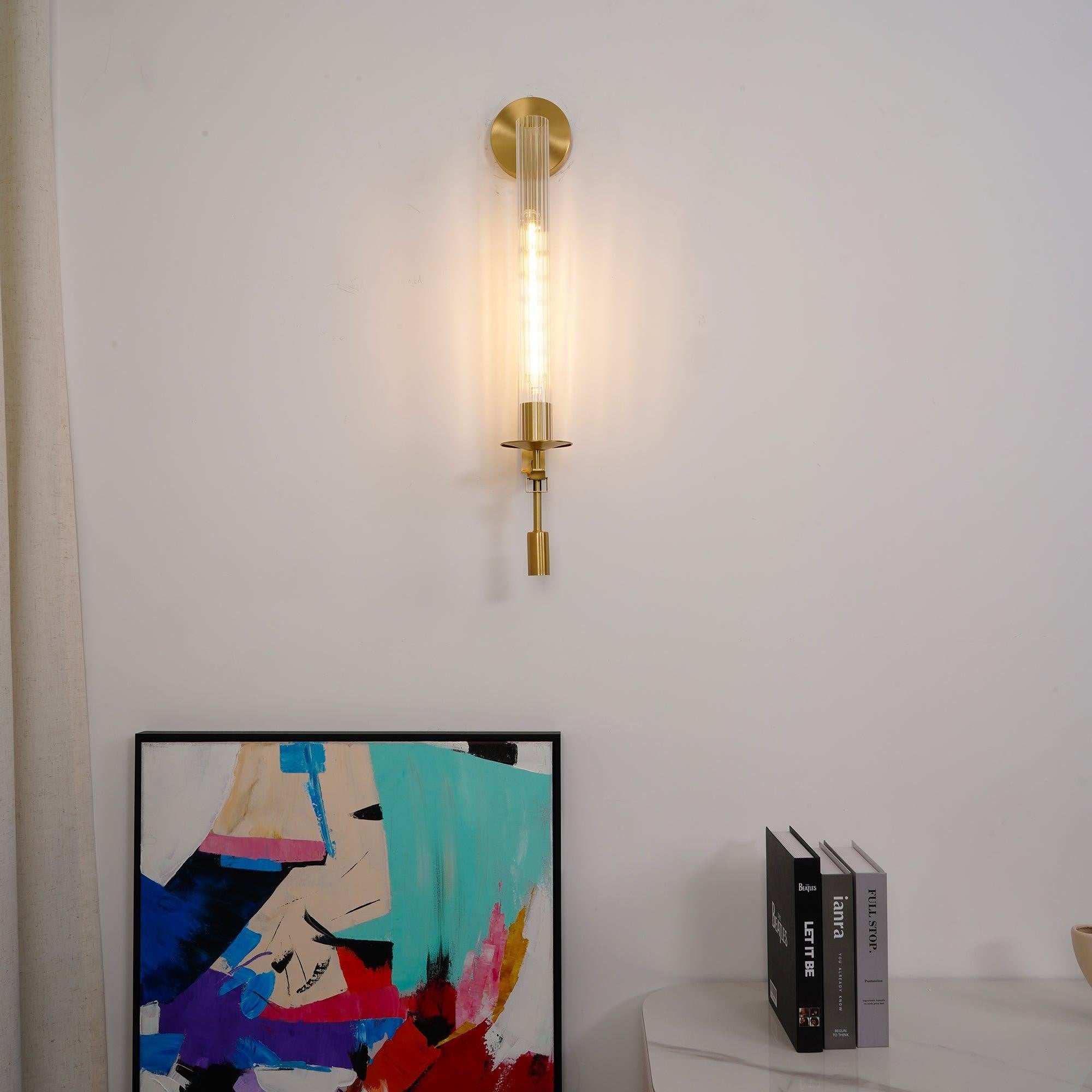 French Ribbed Glass Wall Light