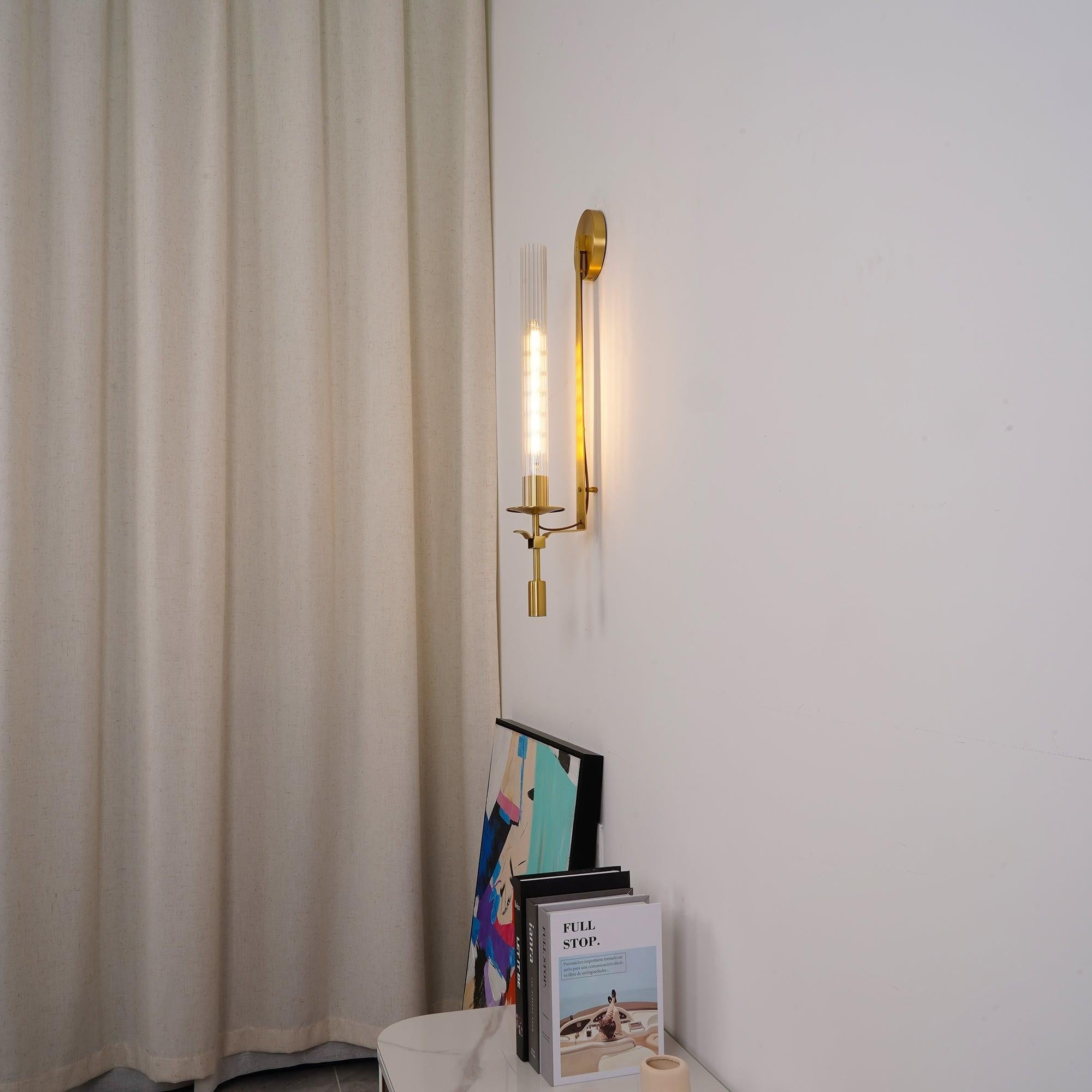 French Ribbed Glass Wall Light