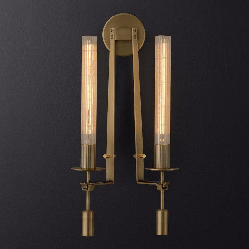 French Ribbed Glass Wall Light