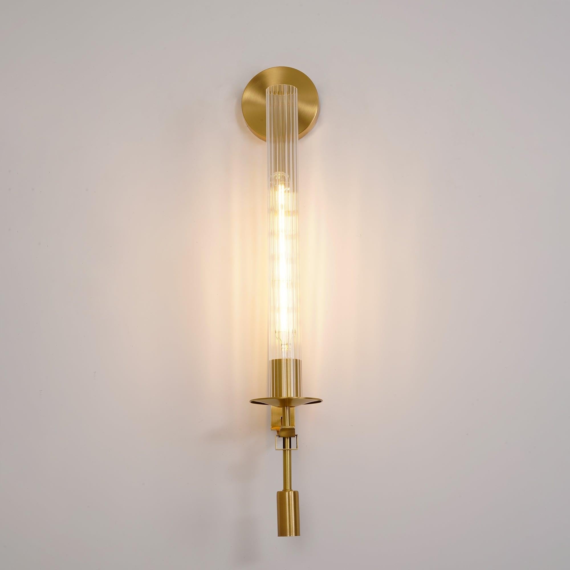 French Ribbed Glass Wall Light