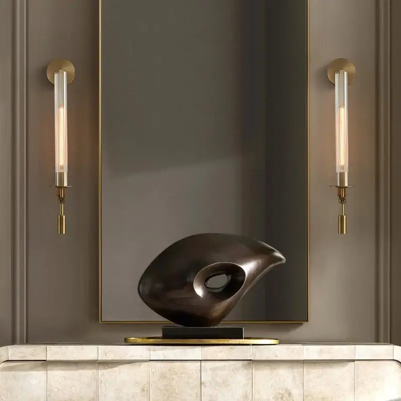 French Ribbed Glass Wall Light