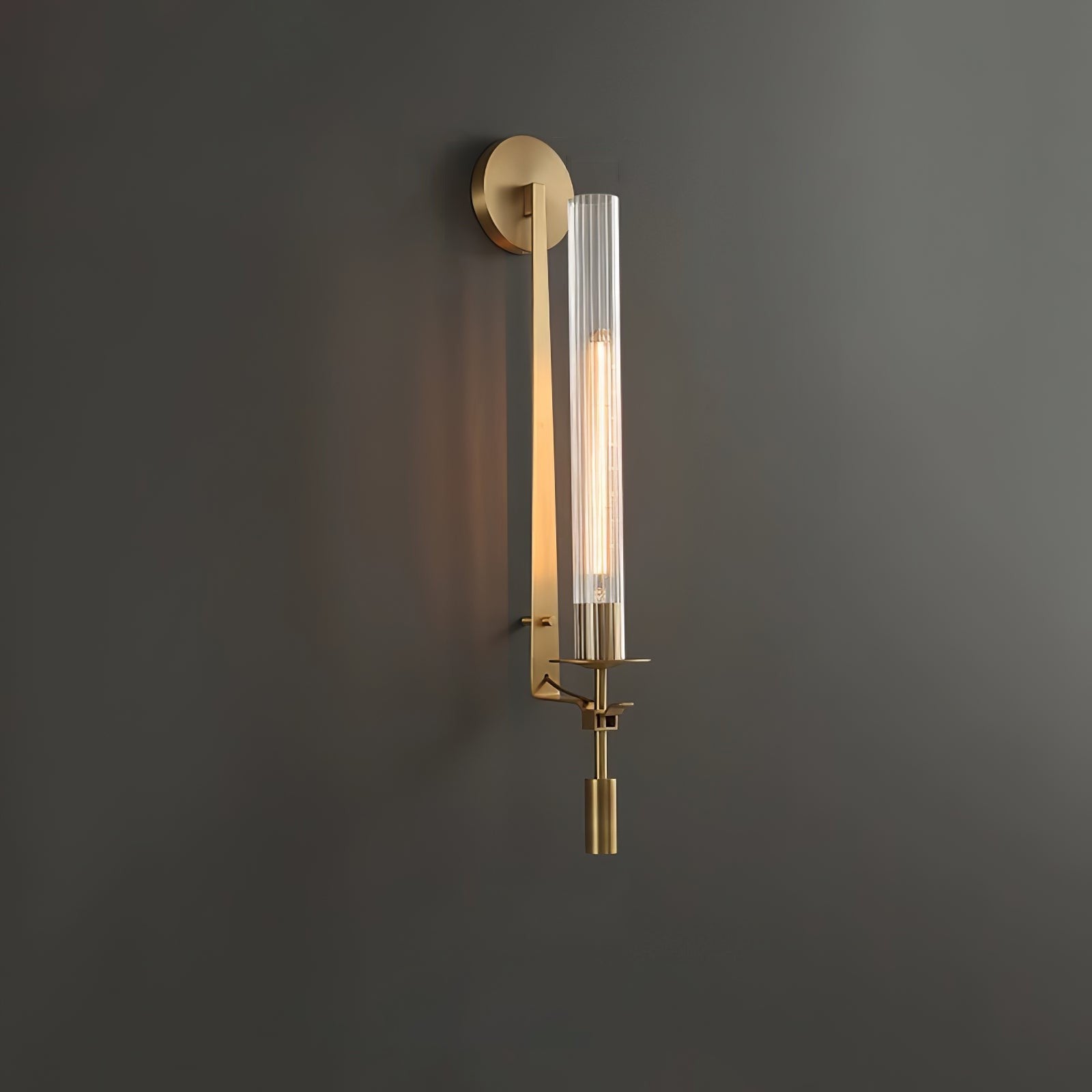 French Ribbed Glass Wall Light