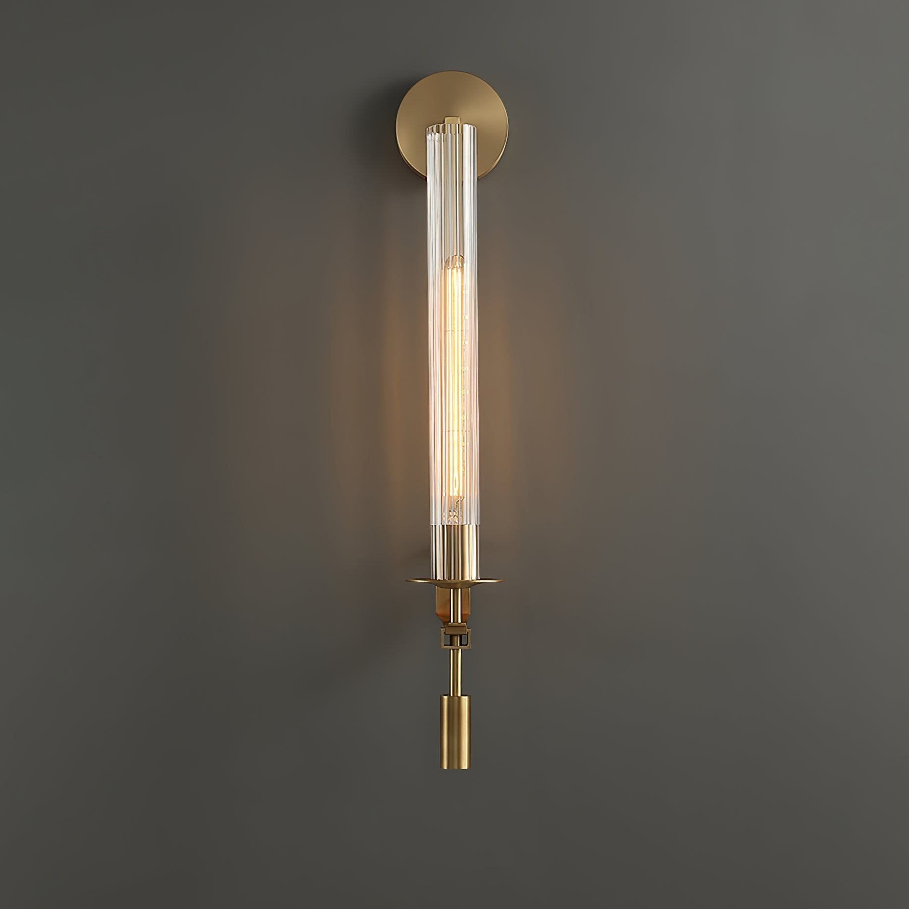 French Ribbed Glass Wall Light