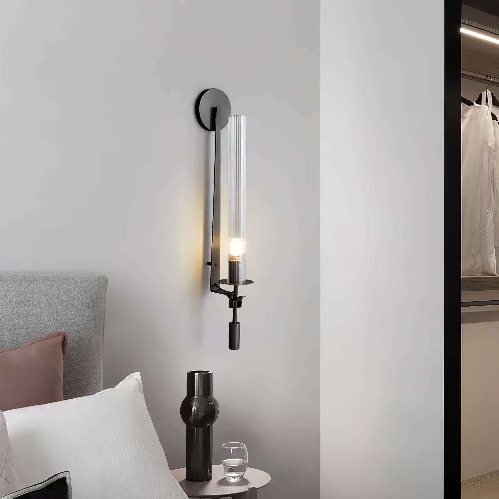 French Ribbed Glass Wall Light