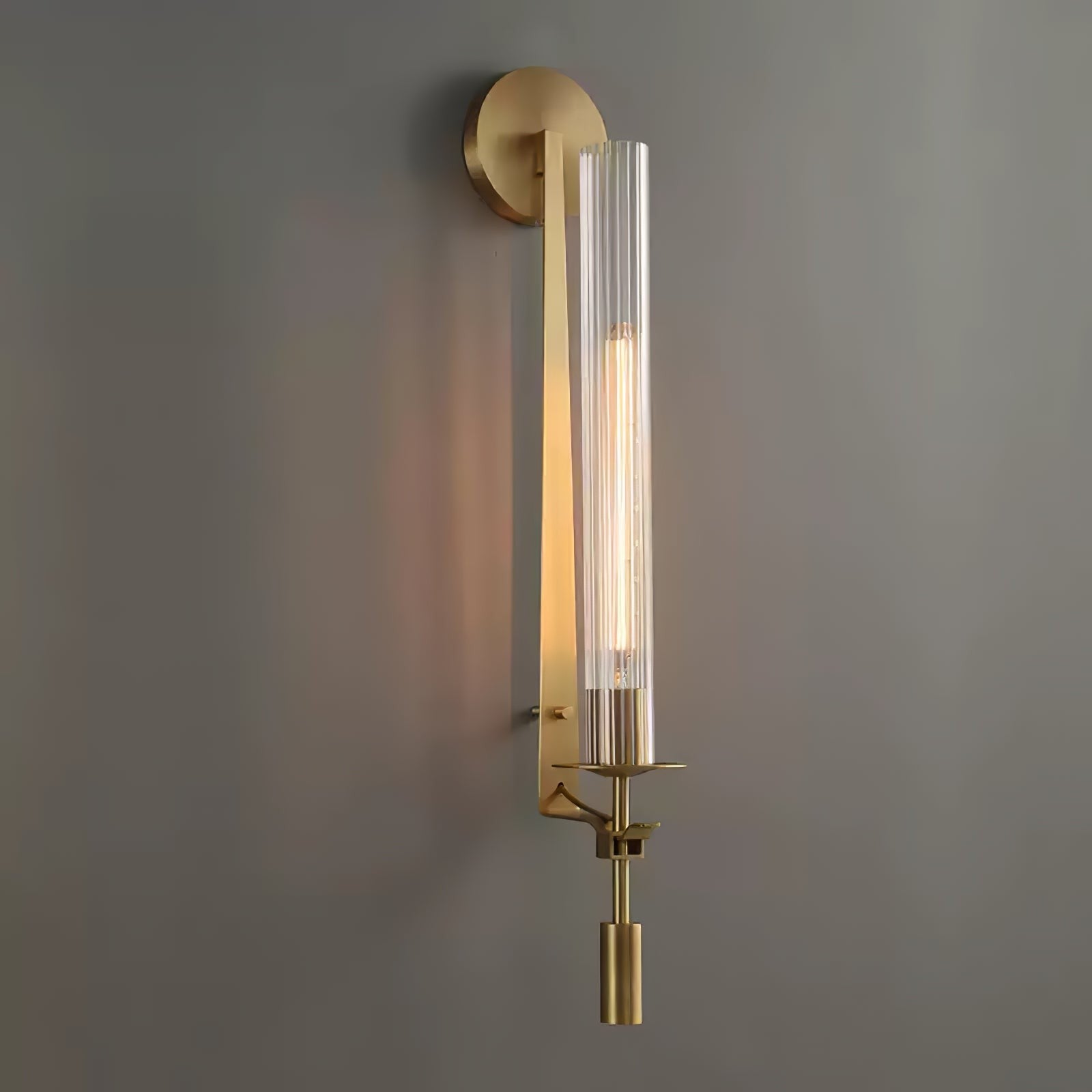 French Ribbed Glass Wall Light
